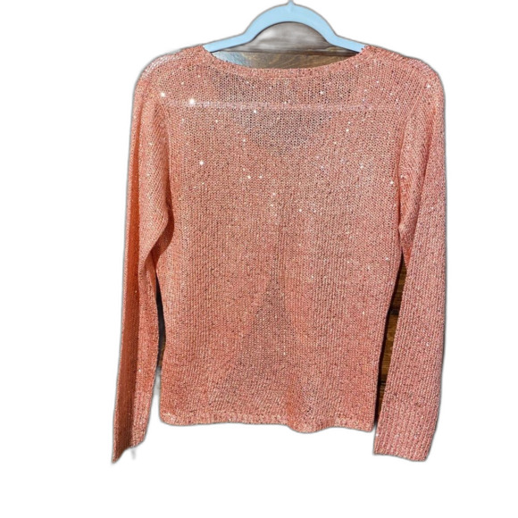 Avalin Pink Barbie Sequin Sparkly Button Up Rib Knit Cardigan Women's Size Small - Picture 14 of 14